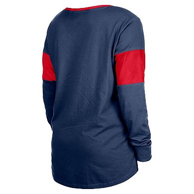 Women's New Era Navy Houston Texans Lace-Up Notch-Neck Long Sleeve T-Shirt