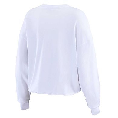 Women's WEAR by Erin Andrews White Jacksonville Jaguars Postcard Cropped Long Sleeve Top