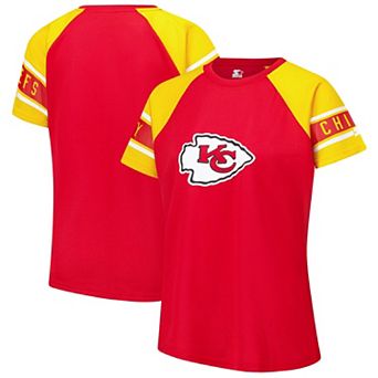 Women's Starter Red Kansas City Chiefs 1st Rounder Color Block Raglan Top