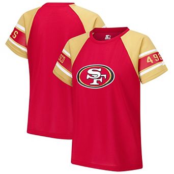Women's Starter Red San Francisco 49ers 1st Rounder Color Block Raglan Top