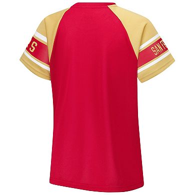 Women's Starter Red San Francisco 49ers 1st Rounder Color Block Raglan Top