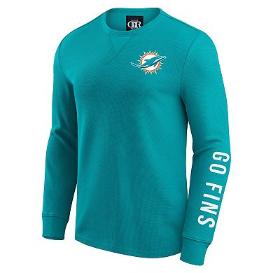 Men's Darius Rucker Collection by Fanatics Aqua Miami Dolphins Washed Waffle-Knit Long Sleeve T-Shirt