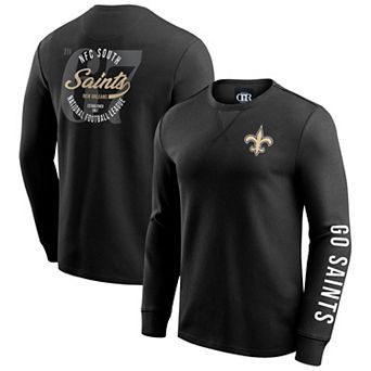 Men's Darius Rucker Collection by Fanatics Black New Orleans Saints Washed Waffle-Knit Long Sleeve T-Shirt
