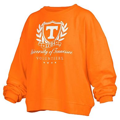Women's Pressbox Tennessee Orange Tennessee Volunteers Big Aug Script Janice Oversized Pullover Sweatshirt