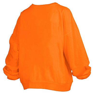 Women's Pressbox Tennessee Orange Tennessee Volunteers Big Aug Script Janice Oversized Pullover Sweatshirt