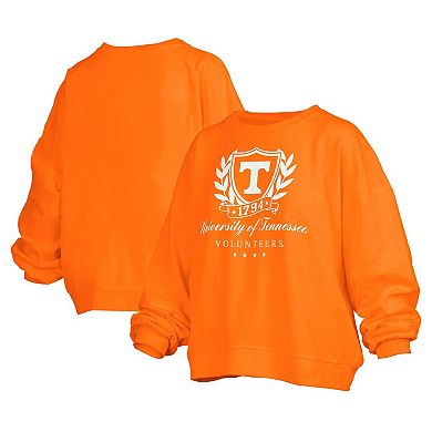 Women's Pressbox Tennessee Orange Tennessee Volunteers Big Aug Script Janice Oversized Pullover Sweatshirt