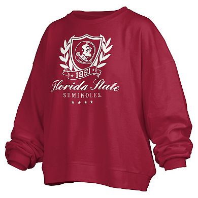 Women's Pressbox Garnet Florida State Seminoles Big Aug Script Janice Oversized Pullover Sweatshirt