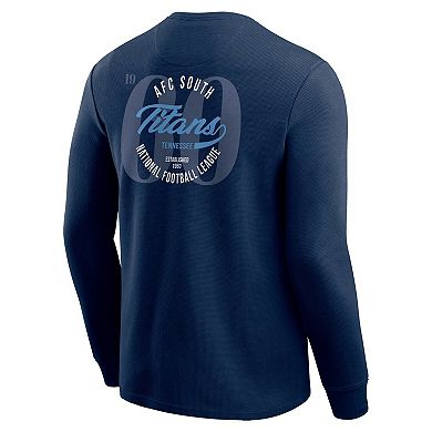 Men's Darius Rucker Collection by Fanatics Navy Tennessee Titans Washed Waffle-Knit Long Sleeve T-Shirt