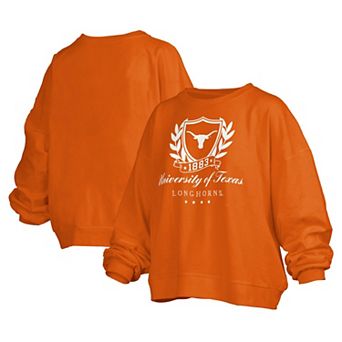 Women's Pressbox Texas Orange Texas Longhorns Big Aug Script Janice Oversized Pullover Sweatshirt