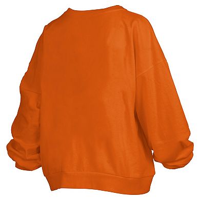 Women's Pressbox Texas Orange Texas Longhorns Big Aug Script Janice Oversized Pullover Sweatshirt