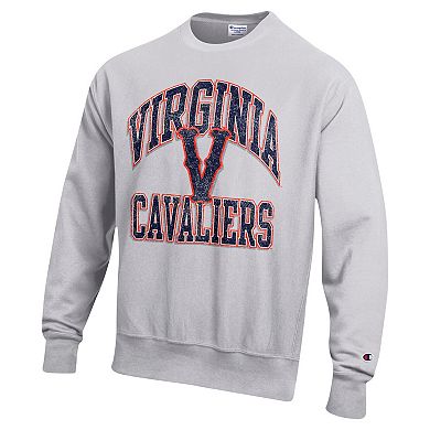 Men's Champion Heather Gray Virginia Cavaliers Vault Late Night Reverse Weave Pullover Sweatshirt