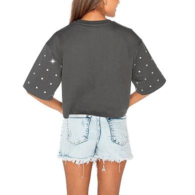 Women's Gameday Couture Gray LSU Tigers Go Time Rhinestone Crop T-Shirt