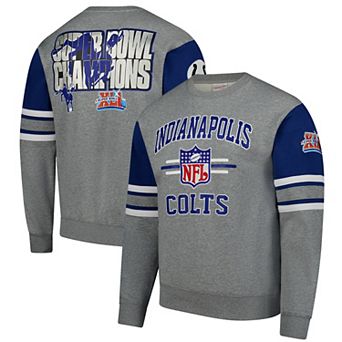 Men's Mitchell & Ness Heather Gray Indianapolis Colts All Over 4.0 Vintage Logo Pullover Sweatshirt