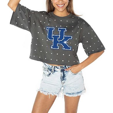 Women's Gameday Couture Gray Kentucky Wildcats Go Time Rhinestone Crop T-Shirt