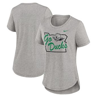 Women's Nike Heather Gray Oregon Ducks Local Campus Location Mantra Tri-Blend T-Shirt