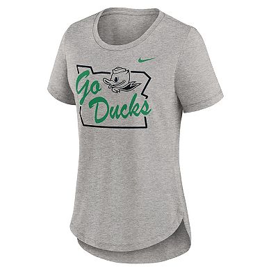 Women's Nike Heather Gray Oregon Ducks Local Campus Location Mantra Tri-Blend T-Shirt