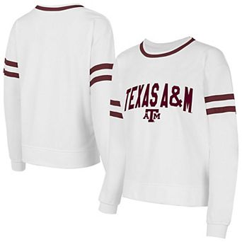 Women's Concepts Sport White Texas A&M Aggies Borough French Terry Arch Over Long Sleeve Top