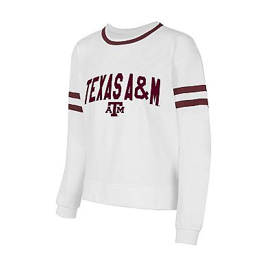 Women's Concepts Sport White Texas A&M Aggies Borough French Terry Arch Over Long Sleeve Top