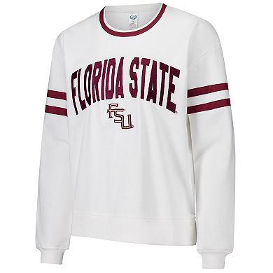 Women's Concepts Sport White Florida State Seminoles Borough French Terry Arch Over Long Sleeve Top