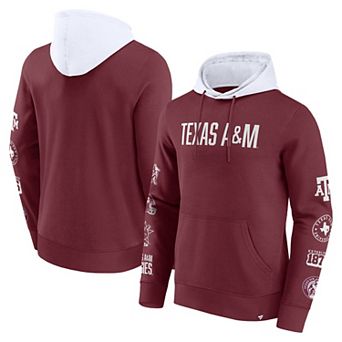 Men's Fanatics Maroon/White Texas A&M Aggies Color Block Badge Fleece Pullover Hoodie