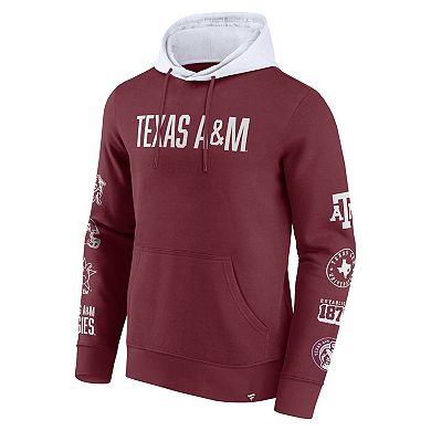 Men's Fanatics Maroon/White Texas A&M Aggies Color Block Badge Fleece Pullover Hoodie