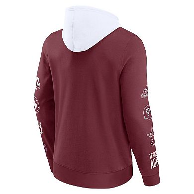 Men's Fanatics Maroon/White Texas A&M Aggies Color Block Badge Fleece Pullover Hoodie