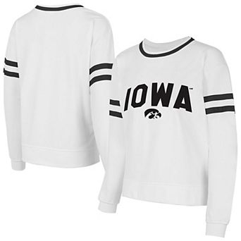 Women's Concepts Sport White Iowa Hawkeyes Borough French Terry Arch Over Long Sleeve Top