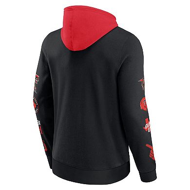 Men's Fanatics Black/Red Texas Tech Red Raiders Color Block Badge Fleece Pullover Hoodie