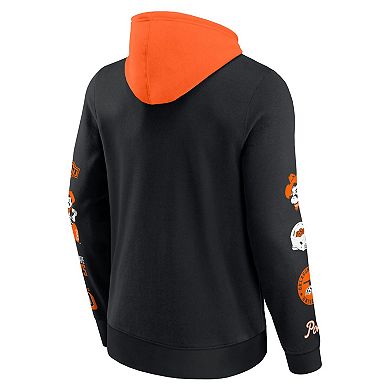 Men's Fanatics Black/Orange Oklahoma State Cowboys Color Block Badge Fleece Pullover Hoodie