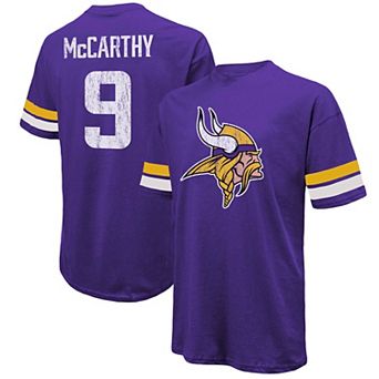 Men's Majestic Threads J.J. McCarthy Purple Minnesota Vikings Name & Number Oversize Fit T-Shirt