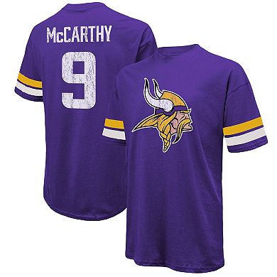 Men's Majestic Threads J.J. McCarthy Purple Minnesota Vikings Name & Number Oversize Fit T-Shirt