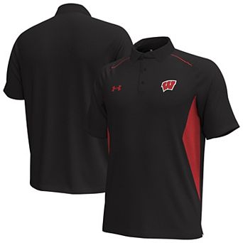 Men's Under Armour Black Wisconsin Badgers Title Performance Polo