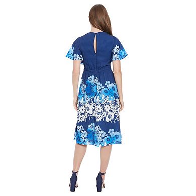 Women's London Times Flutter Sleeve Sweetheart Neck Fit & Flare Dress