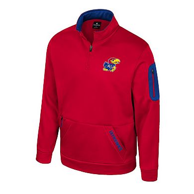 Men's Colosseum Red Kansas Jayhawks Mainframe Quarter-Zip Fleece Jacket