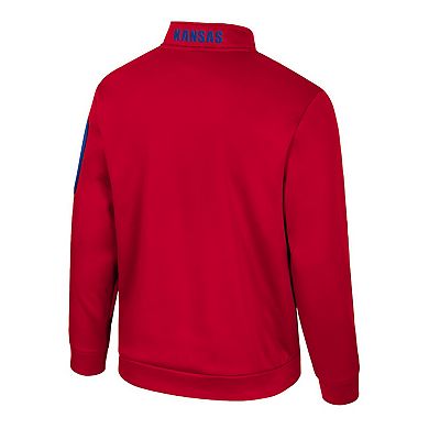 Men's Colosseum Red Kansas Jayhawks Mainframe Quarter-Zip Fleece Jacket