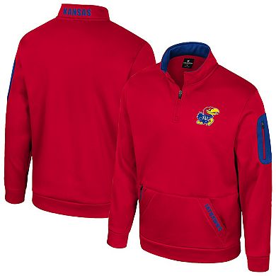 Men's Colosseum Red Kansas Jayhawks Mainframe Quarter-Zip Fleece Jacket