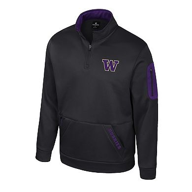 Men's Colosseum Black Washington Huskies Mainframe Quarter-Zip Fleece Jacket