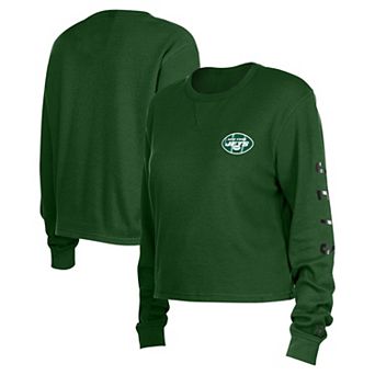 Women's New Era Green New York Jets Thermal Crop Long Sleeve T-Shirt