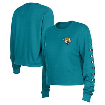 Women's New Era Teal Jacksonville Jaguars Thermal Crop Long Sleeve T-Shirt