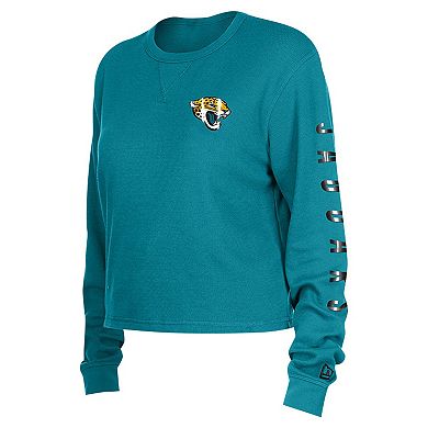 Women's New Era Teal Jacksonville Jaguars Thermal Crop Long Sleeve T-Shirt