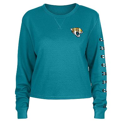 Women's New Era Teal Jacksonville Jaguars Thermal Crop Long Sleeve T-Shirt