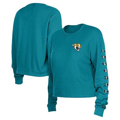 Women's New Era Teal Jacksonville Jaguars Thermal Crop Long Sleeve T-Shirt