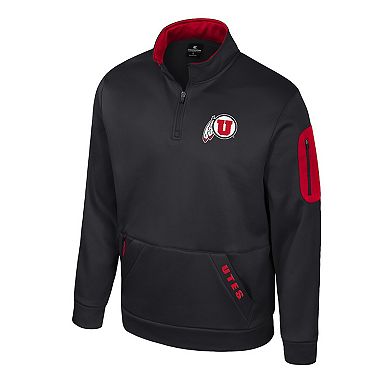 Men's Colosseum Black Utah Utes Mainframe Quarter-Zip Fleece Jacket