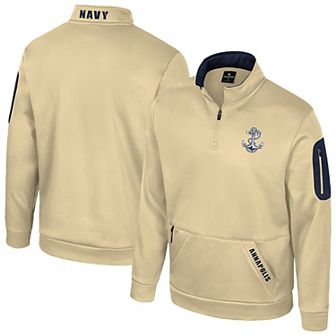Men's Colosseum Gold Navy Midshipmen Mainframe Quarter-Zip Fleece Jacket