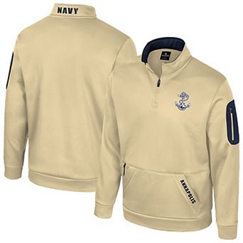 Men's Colosseum Gold Navy Midshipmen Mainframe Quarter-Zip Fleece Jacket