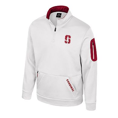 Men's Colosseum White Stanford Cardinal Mainframe Quarter-Zip Fleece Jacket