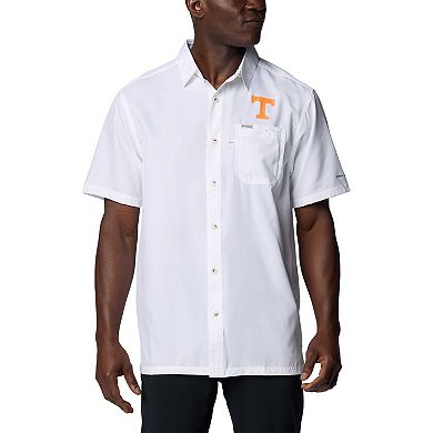 Men's Columbia White Tennessee Volunteers PFG Slack Tide Omni-Shade Button-Up Camp Shirt
