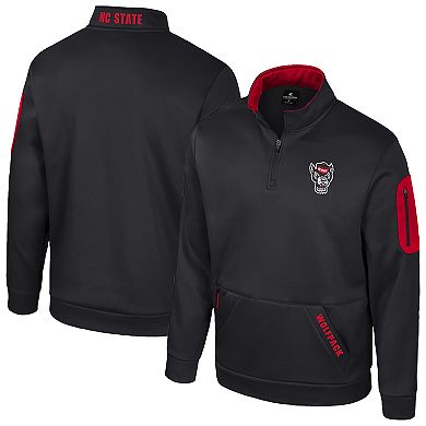 Men's Colosseum Black NC State Wolfpack Mainframe Quarter-Zip Fleece Jacket