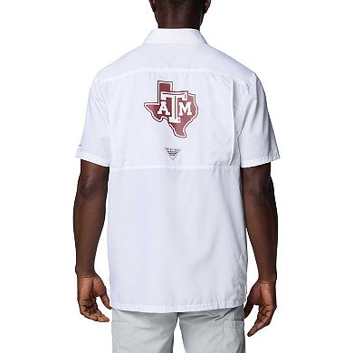 Men's Columbia White Texas A&M Aggies PFG Slack Tide Omni-Shade Button-Up Camp Shirt