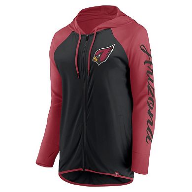 Women's Fanatics Black/Cardinal Arizona Cardinals Script Full-Zip Hoodie